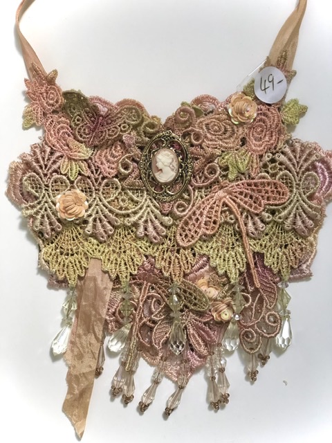 Victorian Fantasy Necklace/Adornment Vintage Pink & Green