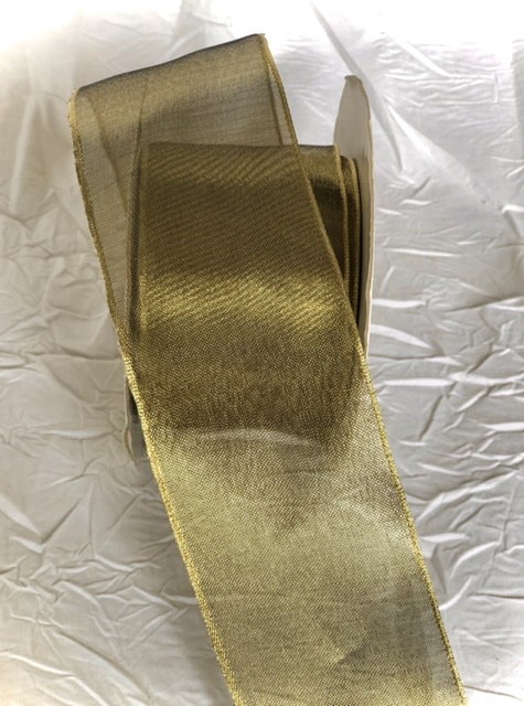 Organza Ribbon - Wire-edged - Antique Gold R60 - Click Image to Close